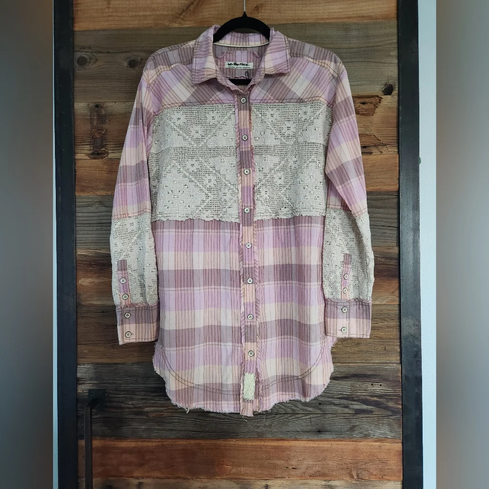NWOT Free People Double Cross Cutwork Plaid Top $228 Retail! Size Xs - Picture 4 of 6